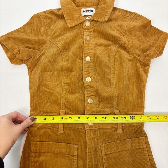 Show Me Your MuMu Cropped Everhart Jumpsuit in Camel Corduroy Size S - Picture 11 of 13